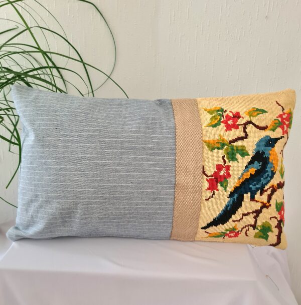 Housse de coussin canevas oiseau